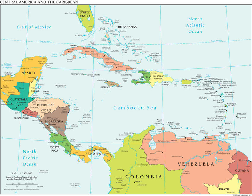 Politische Karte von Mittelamerika