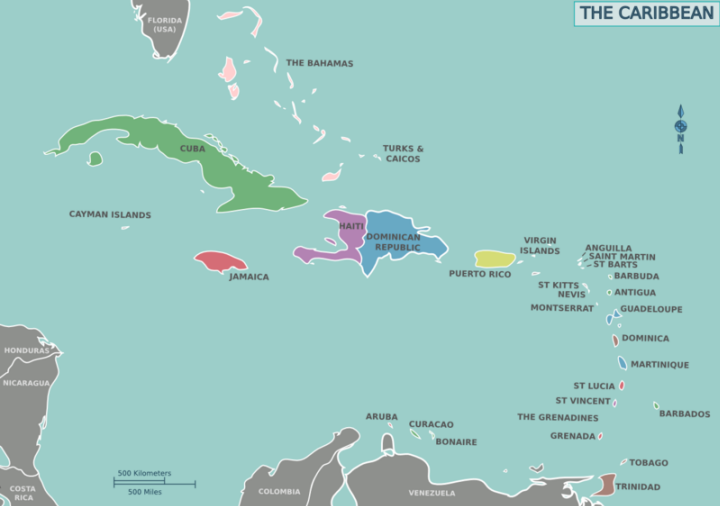 Politische Karte der Karibik