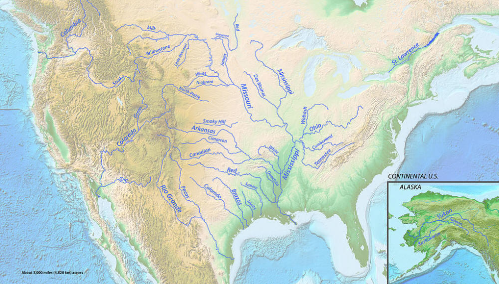 Karten von Flüssen in den USA
